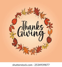 Happy Thanksgiving Day. Design typography, vector illustration, greeting card, social media post, banner, poster, flyer, decoration card, invitation card, script calligraphy 