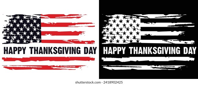 Happy Thanksgiving Day Distressed Usa American Flag New Design For T Shirt Poster Banner Backround Print Vector Eps Illustrations Template. svg