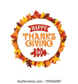 Happy Thanksgiving Day Event Typography Text Autumn Fall Season Poster, Banner, Logo, Badge, Label, Sticker, Greeting Card, Icon
