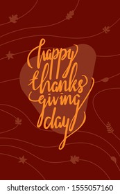 Happy Thanksgiving day fall autumn typography greetings card food leaves drawing vector illustration eps 10