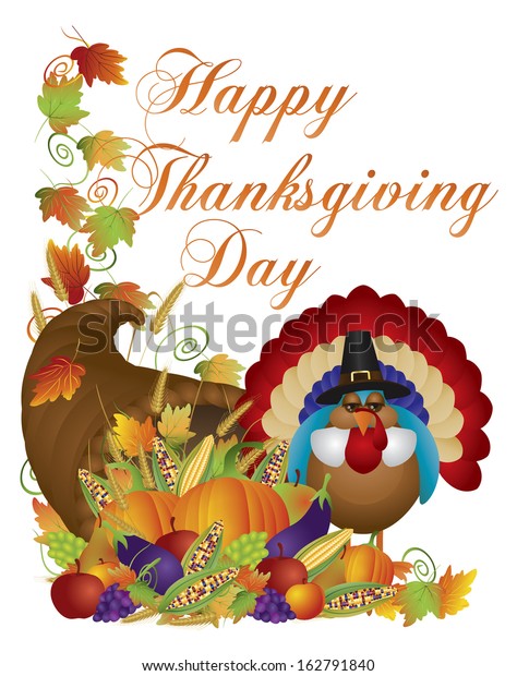 Happy Thanksgiving Day Fall Harvest Cornucopia Stock Vector Royalty Free