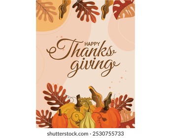 Happy thanksgiving day festival banner design with typography