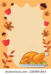 Feliz Día de Acción de Gracias Comida Otoño Temporada de Caída Ilustración Plana