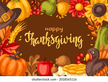 Happy Thanksgiving Day frame. Design with holiday objects.
