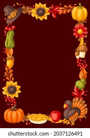 Happy Thanksgiving Day frame. Design with holiday objects.