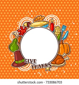 Happy Thanksgiving Day frame with holiday objects.