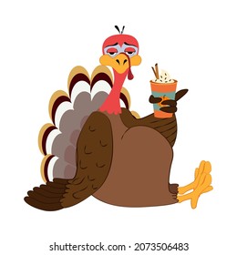 Happy Thanksgiving Day. Funny Thanksgiving Turkey bird cartoon character