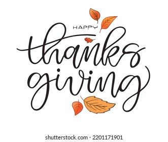 Happy Thanksgiving Day - Give Thanks. Autumn Fall Pattern Bakground. Thanksgiving Lettering Postcard.