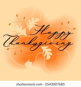 Happy ThanksGiving Day. Give thanks. cute hand drawn lettering postcard template banner. Vector illustration