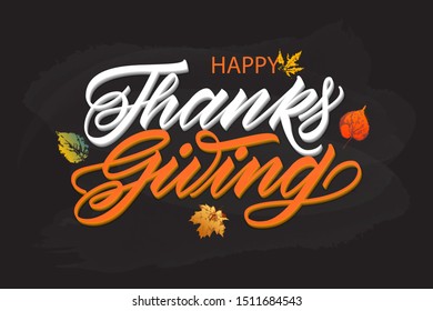 Happy Thanksgiving Day greeting card. Lettering Happy Thanksgiving Day