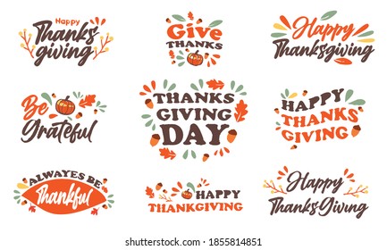 Happy Thanksgiving Day greeting card. Lettering Happy Thanksgiving Day