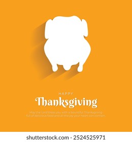 Happy Thanksgiving Day Greeting Card and Post. Modern and Minimal Thanksgiving Card and Banner with Chicken Vector Illustration