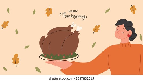 Happy Thanksgiving Day greeting card. Happy Thanksgiving day. Vector illustration.