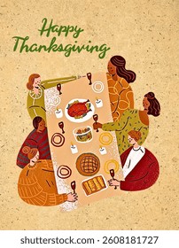 Happy Thanksgiving Day. Thanksgiving greeting card and invitation. Vector illustration. ( original illustration, not AI-generated )