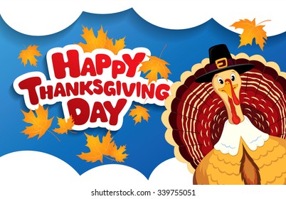 happy thanksgiving day, greeting card, vector illustration