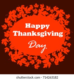 Happy Thanksgiving Day greeting card design element with maple leaves. Vector illustration