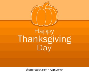 Happy Thanksgiving Day greeting card template with pumpkin. Festival poster. Vector illustration