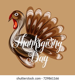 Happy Thanksgiving Day greeting card with abstract turkey.