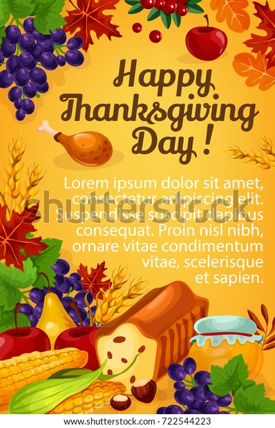 Happy Thanksgiving Day Greeting Poster Vector Stock Vector Royalty Free