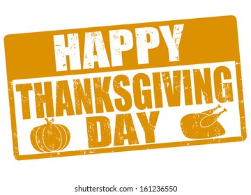 Happy thanksgiving day grunge rubber stamp, vector illustration