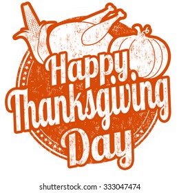 Happy Thanksgiving Day grunge rubber stamp on white background, vector illustration