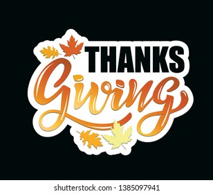Happy Thanksgiving Day – hand drawn doodle lettering label art banner poster template