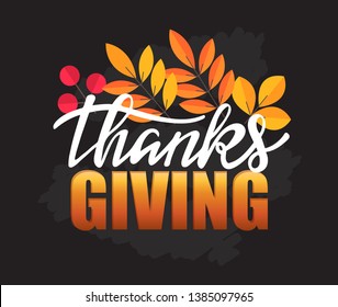 Happy Thanksgiving Day – hand drawn doodle lettering label art banner poster template