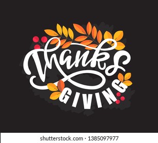 Happy Thanksgiving Day – hand drawn doodle lettering label art banner poster template