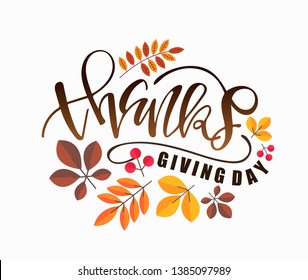 Happy Thanksgiving Day – hand drawn doodle lettering label art banner poster template