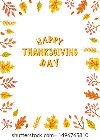 Happy thanksgiving day. Hand drawn illustration with hand lettering. 