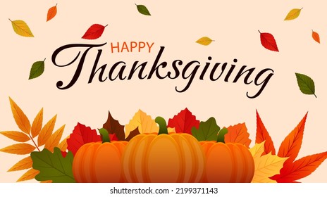 Happy thanksgiving day hand drawn lettering text. Typographic design for greeting cards, banners, postcards. Seasonal templates. Vector illustration