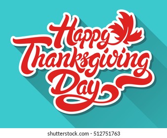 Happy Thanksgiving Day hand drawn lettering design vector illustration