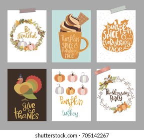 Happy Thanksgiving day with hand lettering quotes. Editable vector illustration