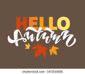 Happy thanksgiving day - Hello Autumn Vibes- cute template hand drawn doodle lettering poster banner art