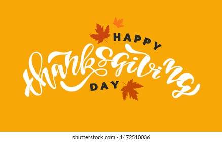 Happy thanksgiving day - Hello Autumn Vibes- cute template hand drawn doodle lettering poster banner art
