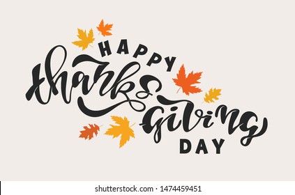 Happy thanksgiving day - Hello Autumn Vibes- cute template hand drawn doodle lettering poster banner art