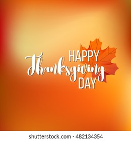 happy thanksgiving day holiday background with yellow leaf