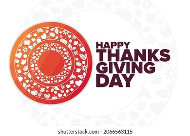 Happy Thanksgiving Day. Holiday concept. Template for background, banner, card, poster with text inscription. Vector EPS10 illustration