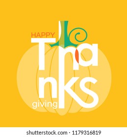 Happy Thanksgiving day holiday symbol pumpkin and lettering decoration .Vector autumn symbol illustration