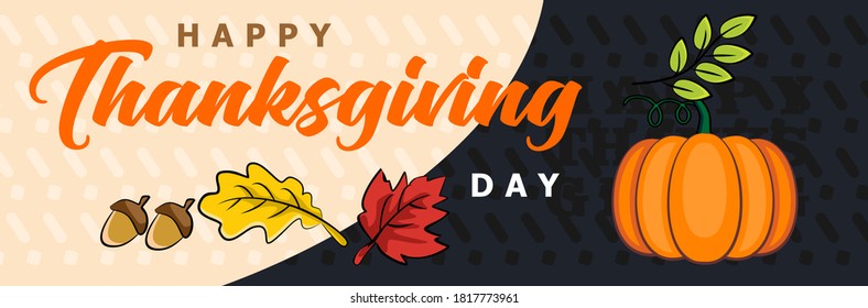 Happy Thanksgiving Day Horizontal Banner Template