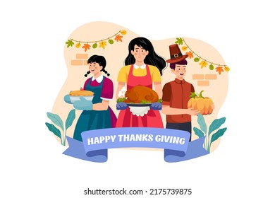 Happy Thanksgiving Day Illustration concept