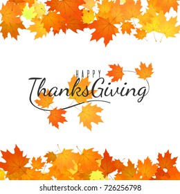 Happy Thanksgiving Day illustration. Greeting typography. Holiday text. Isolated on white autumn background