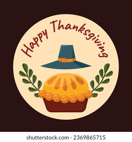 Happy Thanksgiving Day Label. thanks giving celebration. Happy Thanksgiving background. November 23. Cartoon Vector Illustration for Card, Sticker, Label. Template. Thanksgiving day elements.