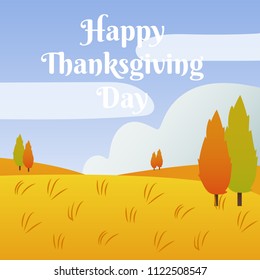 Happy Thanksgiving day landscape vector illustratoin flat desing