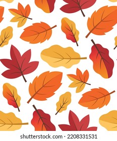Happy thanksgiving day - leaf pattern background. T-shirt design template with leaf.