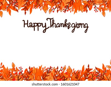 Happy Thanksgiving Day with Leafs on white background. vector illustration 