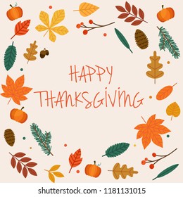 Happy Thanksgiving Day. Thanksgiving day leaves crown.