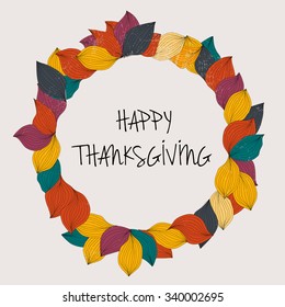 Happy Thanksgiving Day. Thanksgiving day leaves crown.