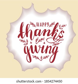Happy thanksgiving day lettering badge. Logo or icon. EPS 10