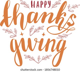 Happy thanksgiving day lettering badge. Logo or icon. EPS 10